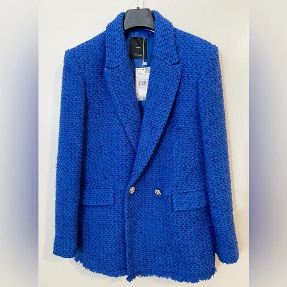 Blue Tweed Blazer NWT W Size Medium - Picture 7 of 12